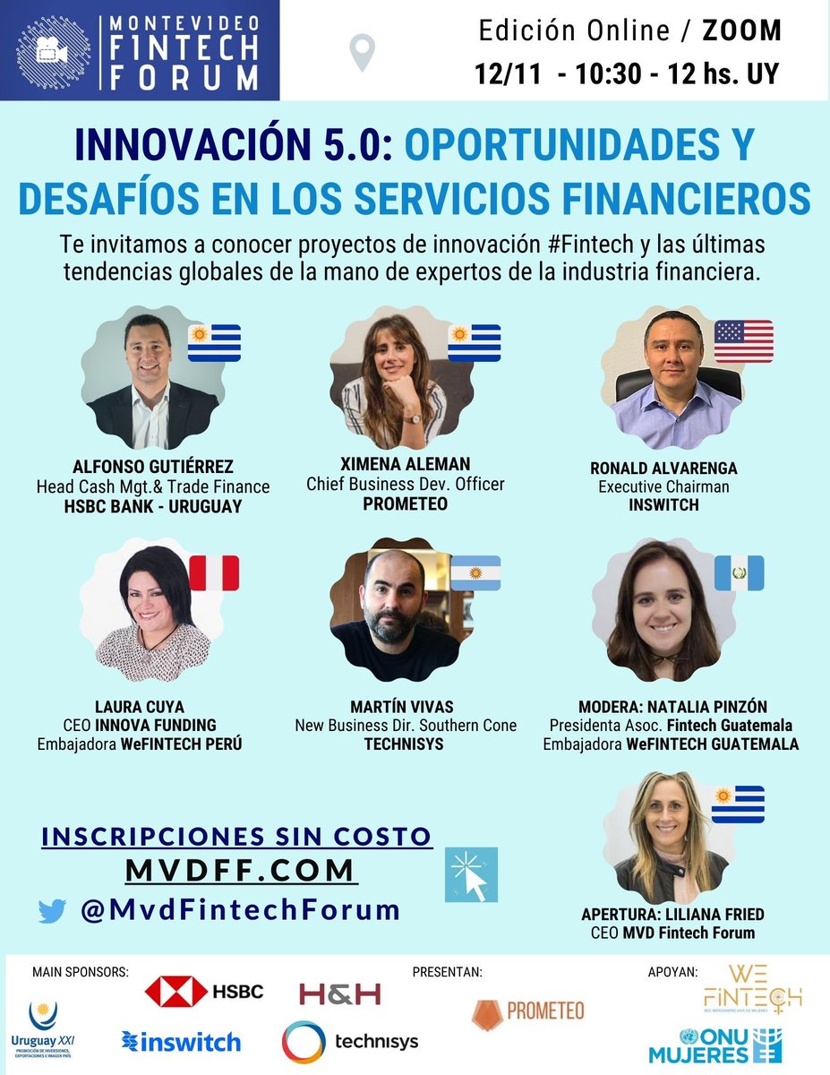 El próximo 12 de noviembre desde las 10:30 se realizará la cuarta edición del Montevideo Fintech Forum.
"Innovación 5.0: Oportunidades y desafíos en los servicios financieros"

Martín Vivas será uno de los speakers.
Ingresa aquí para anotarte: hubs.ly/H0zmxZd0