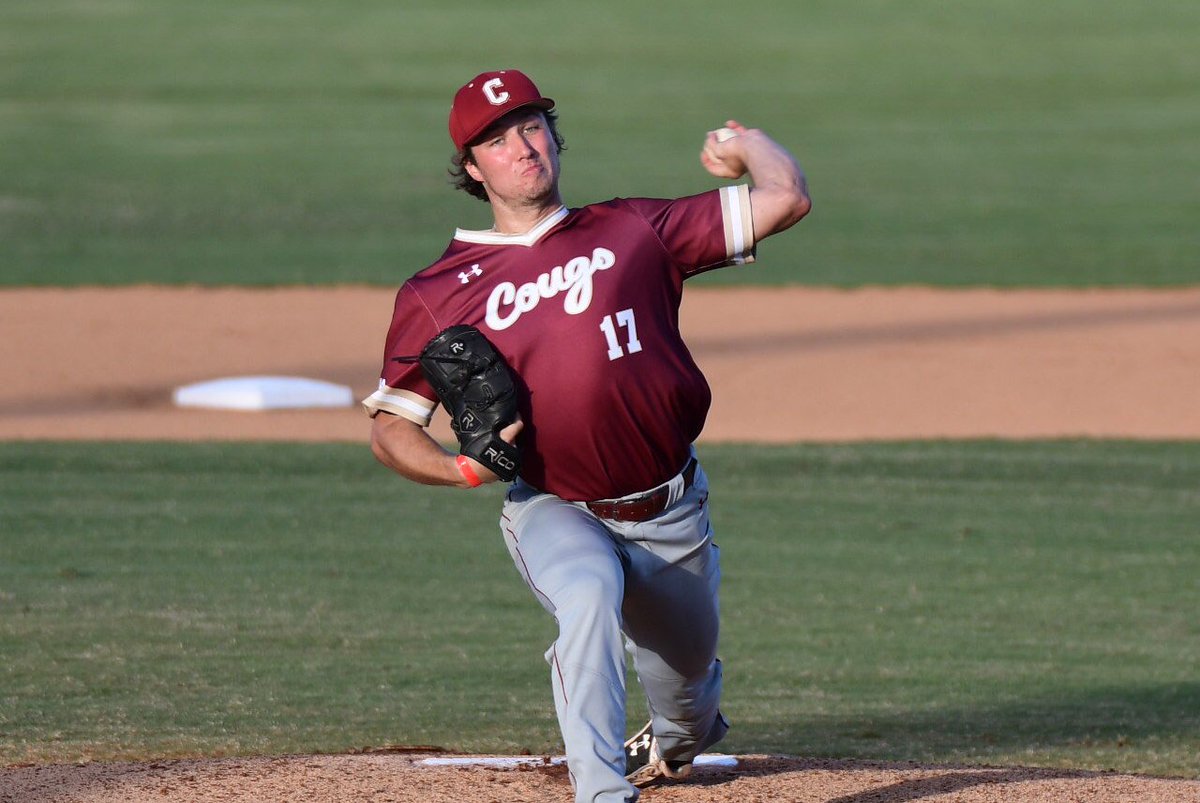 Fall world series opener at <a href="/CofCBaseball/">Charleston Baseball</a>, fun matchup between the Cougars' top two arms. Veteran LHP Jordan Carr can really pitch, showing advanced feel for a quality four-pitch mix, getting Ks with the 88-90 fastball, the sharp high-70s slider, even a good left-on-left change.