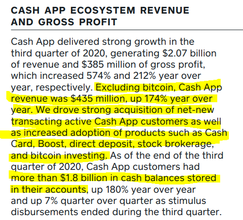 Three things on Cash App:1)  $SQ's Cash App isn't a bitcoin story. 2) Ecosystem. SQ is building two ecosystems, one for sellers, one for consumers, and increasingly finding ways to integrate the two worlds.3) Some of this growth was fueled by stimulus disbursements.
