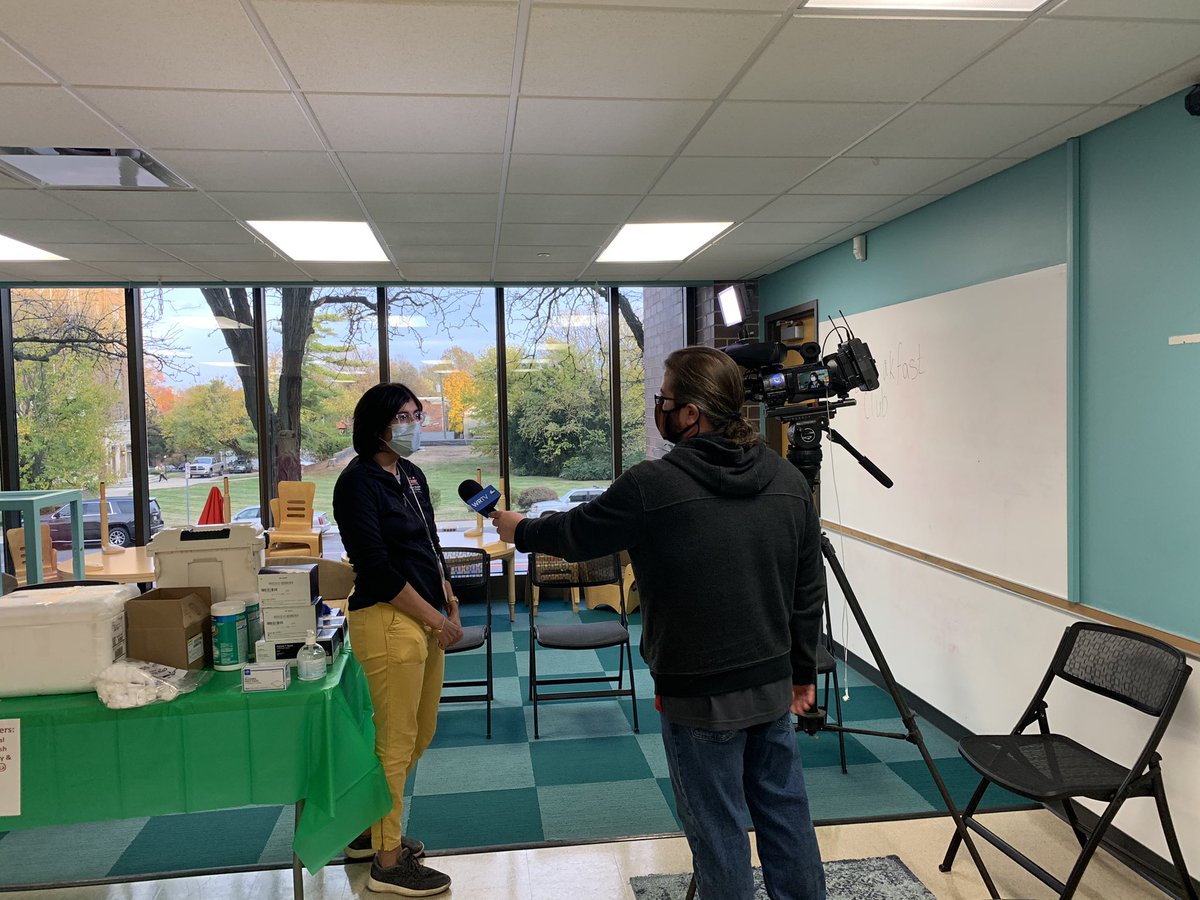 EpiGoLucky's tweet photo. @s_bhumbra giving an interview on the importance of flu vaccines this year at @TCMIndy free flu clinic. #VaccinesWork @iupedsID @ChandyJohnLab @iurwc @wrtv @katniss_spade @paulhaut_Indy @leslie_enane @MeganS_Mchenry @KussinMichelle @IUIDfellowship @IUMedSchool @RileyChildrens https://t.co/yn3xzft1Qz