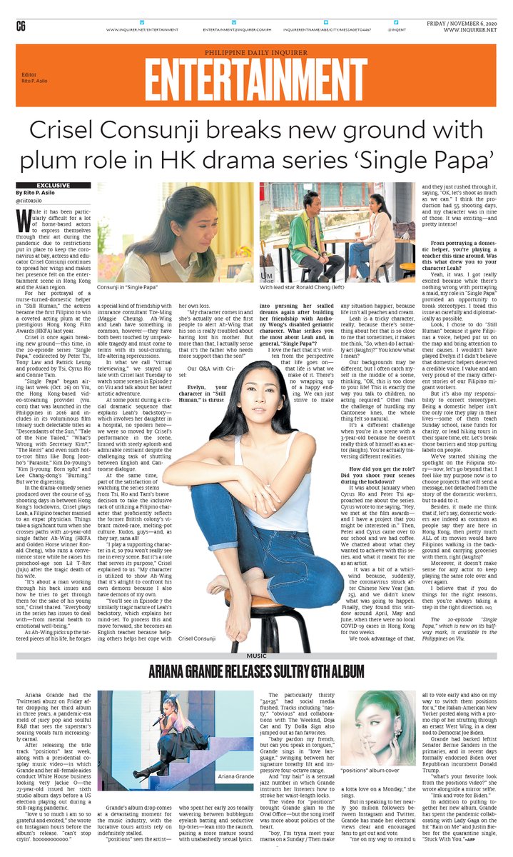 InqEnt's tweet photo. Inquirer Exclusive: #CriselConsunji breaks new ground w/ role in HK series Single Papa, available in the Philippines on Viu (https://t.co/cMMrfxpQzB)

https://t.co/hmYTqrsBcw 

@InqEnt #SinglePapa #暖男爸爸 #RonaldCheng #TVseries #proudlypinoy #entertainment #PeterTsi #CyrusHo https://t.co/ElZqC52xfF