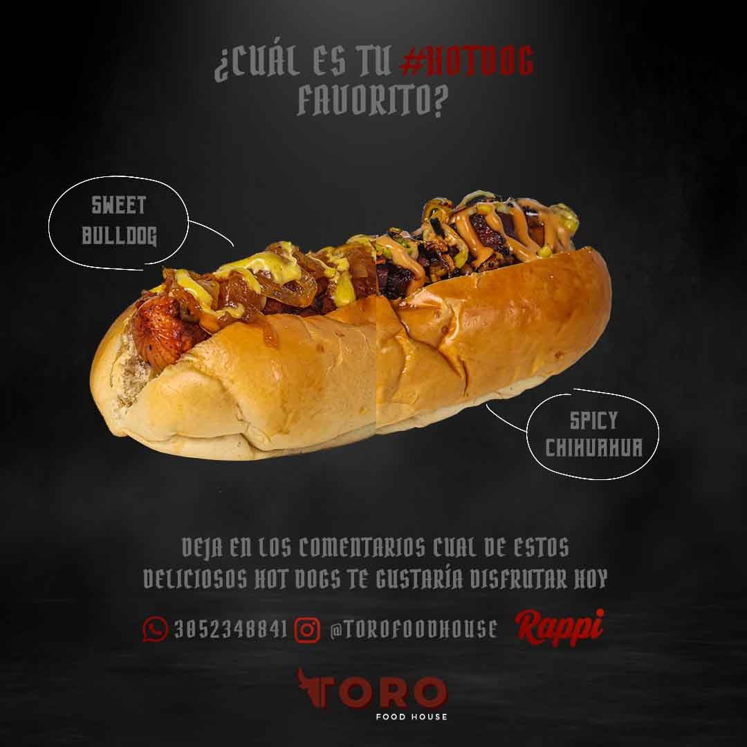 torofoodhouse's tweet photo. Este es el momento de brillar para los #HotDogs 🌭|Sweet Bulldog 🍯 VS el Spicy Chihuahua 🌶|

Comenta cual de estas dos #HotDogs es tu favorito, etiqueta a un amigx, envíanos tu dirección por DM, y podrás ganarte una deliciosa sorpresa! 🌭🍟🤤 https://t.co/gj6GJ55COA