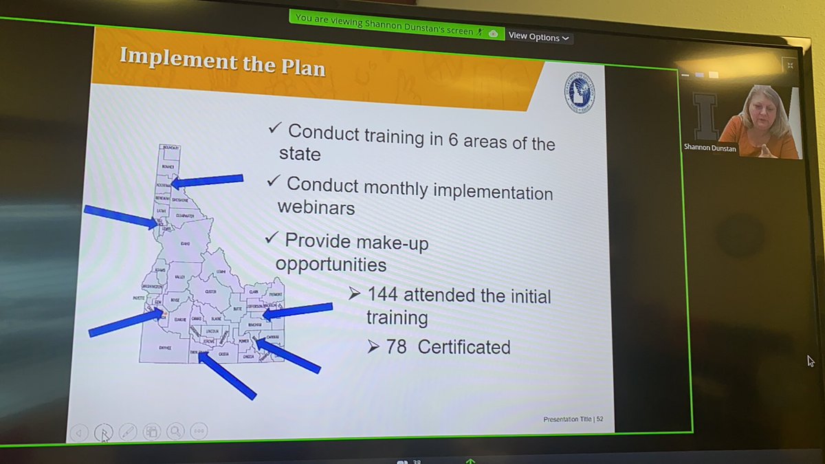 Shannon Dunstan sharing Idaho’s plan to implement a statewide model using Visual Phonics. 78 certified trainers in the State to support the project. #case2020fall <a href="/IdahoSDE/">Education in Idaho</a>