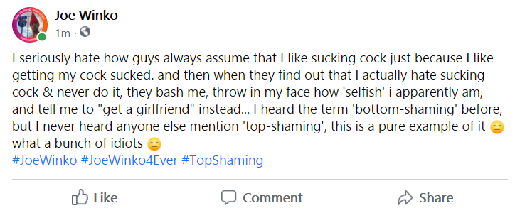 JoeWinkoOFCL's tweet photo. #JoeWinko #JoeWinko4Ever #TopShaming #BottomShaming #Gay #GayGuyProblems #Venting #Facebookstatus #4EverAlone #GayIncell #RedPointyBandana #Top #Bottom https://t.co/MjFwsfxq5n