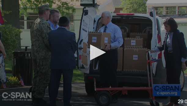 CLAIM: “Mike Pence delivered empty PPE boxes to a rehabilitation centre”. Pence was in fact filmed carrying FULL boxes of PPE into the centre. He then returned to the van, went to pick up another box, yet was told it was empty, so made a joke and put the box back down.