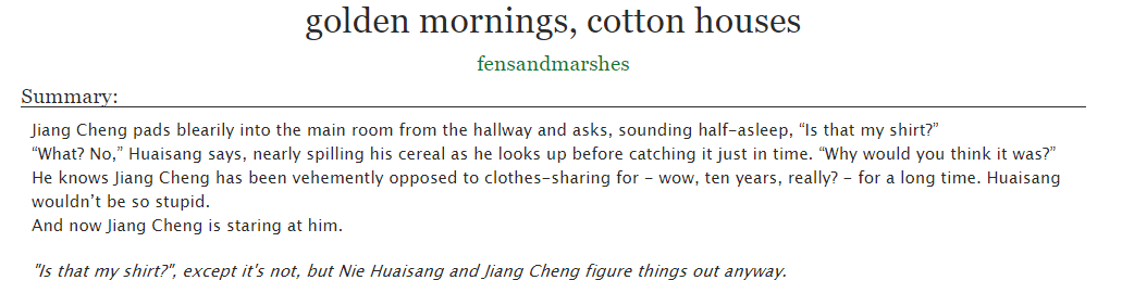 fensandmarshes's tweet photo. i just posted my first fic for the sc zine!! @sc_zine #sangcheng golden mornings, cotton houses:

- childhood friends to lovers
- "is that my shirt?"
- everyone's trans bc i said so <3

remember to check out the full zine!!! so many good works aah

https://t.co/x35zZhax6a https://t.co/kIzI6Dp1vn
