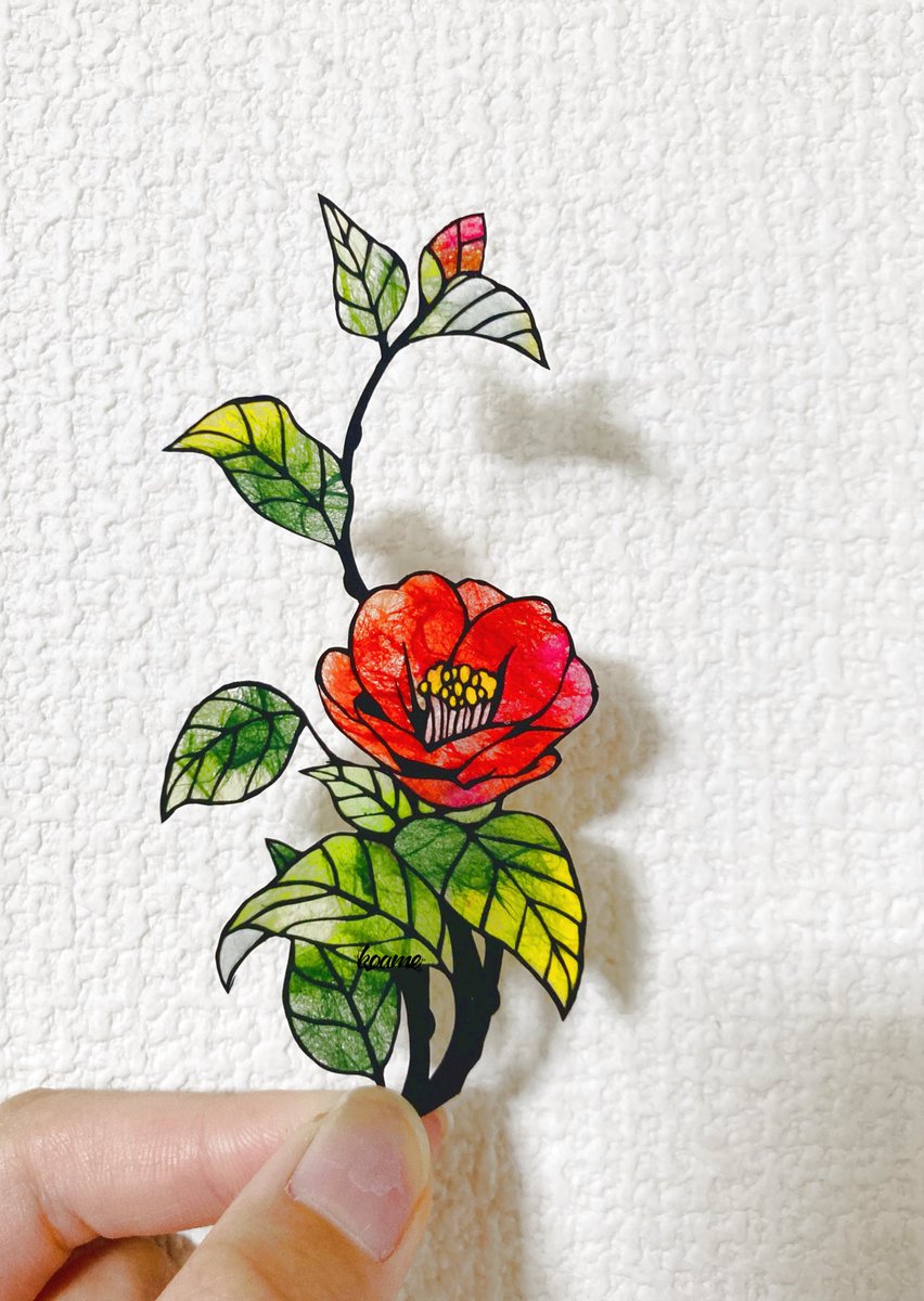 こあめ 猫bot おはようございます 椿です 切り絵 共鳴の時