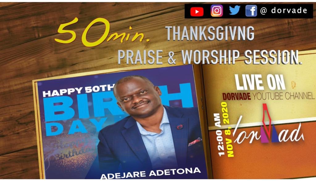 richardadeleke's tweet photo. Happening live on Dorvade YouTube channel at 12AM Nov 8, 2020. Get your dancing shoes. https://t.co/VzS0vWhjgF