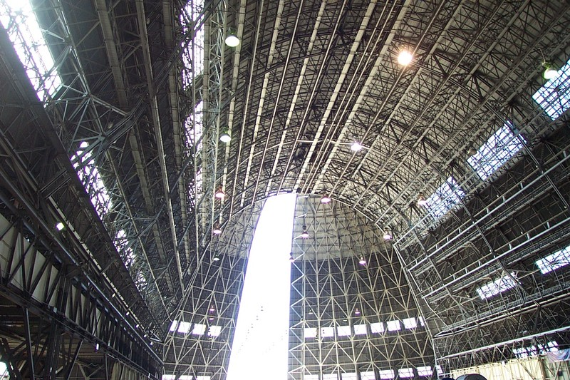 could it be the inside of Moffett Field's hangar 1? (photo from before it was de-skinned and more or less abandoned)