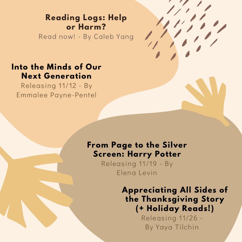BookBears1's tweet photo. Blog posts for the month of November! Every Thursday of the month, we'll post a new article on our website! Get a sneak peek of the article topics as well as when they'll be released. The first post of this month is out, the link to our website is in our instagram bio! #blogpost https://t.co/JW2AxOhylk