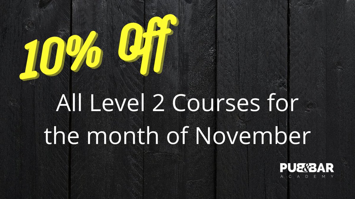 For the month of November we will be offering 10% off all our one day Level 2 courses. 
This includes the Personal Licence course, the Level 2 Award for Personal Licence Holders (APLH).  
Email: frazer@pubandbaracademy.co.uk or call 07968 534034 for more info.  #pub #bar #hotel