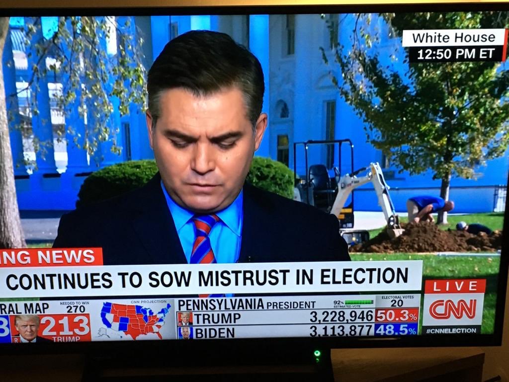vinousdelights's tweet photo. Are they digging a grave on the front lawn of the White House? #USElection2020 https://t.co/ibi4msFGBI