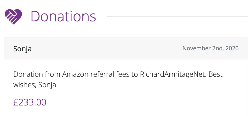 Continuing the regular donations originally instigated by RAnet’s previous webmistress, Ali, I have made a donation of ￡233 to LOROS. Please read more in the updated News section! richardarmitagenet.com/news/