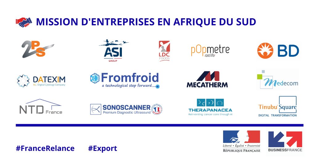 Medecom_Med's tweet photo. Medecom est fière d'avoir participé à la délégation d'entreprises avec M. @franckriester en #afriquedusud avec 11 autres sociétés dont @Sonoscanner @TheraPanacea pour promouvoir le #madeinFrance en matière de solution de santé #frenchhealthcare, merci à @businessfrance https://t.co/li4wp1YNgB