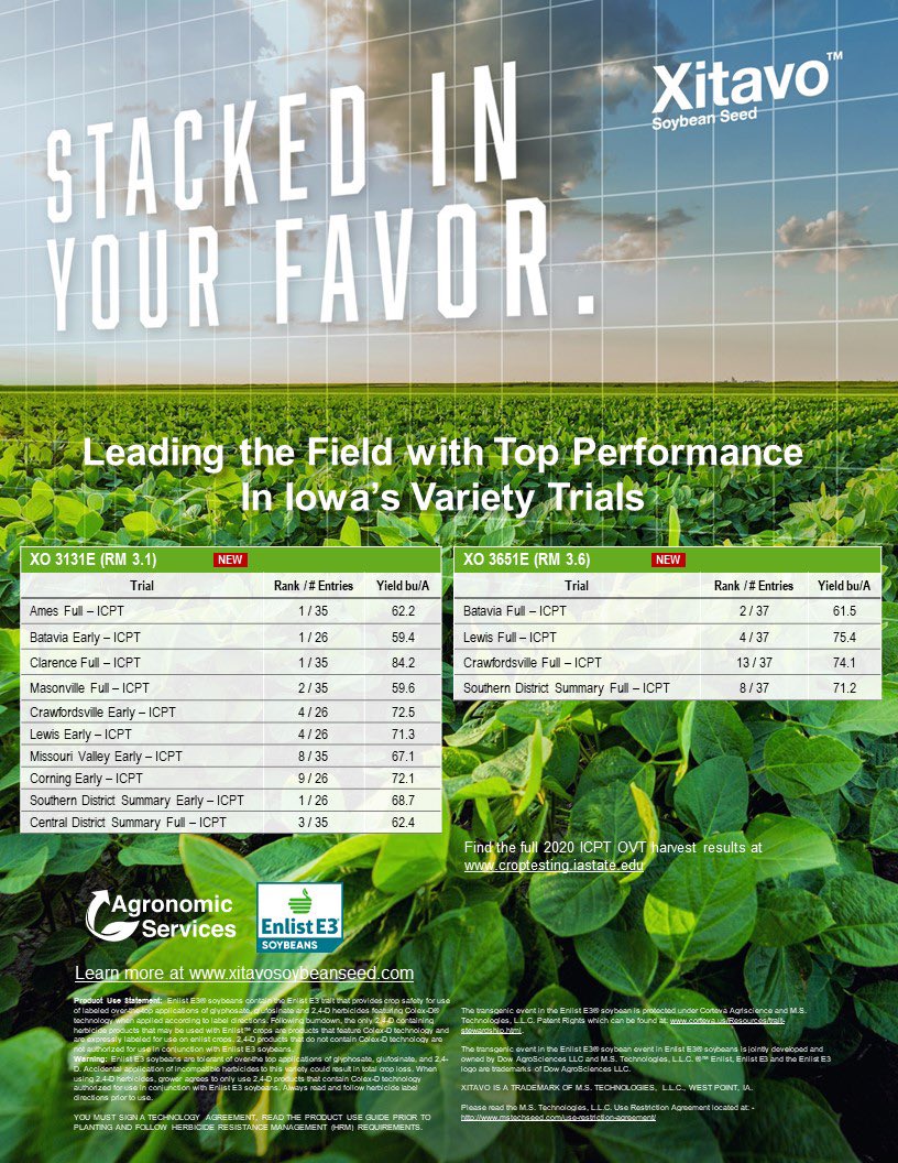 BillBackhaus's tweet photo. Truly Stacked in Your Favor!  #Xitavo #EnlistE3 #Soybeans Check out these exciting results from Iowa! https://t.co/PVomlXjDdg