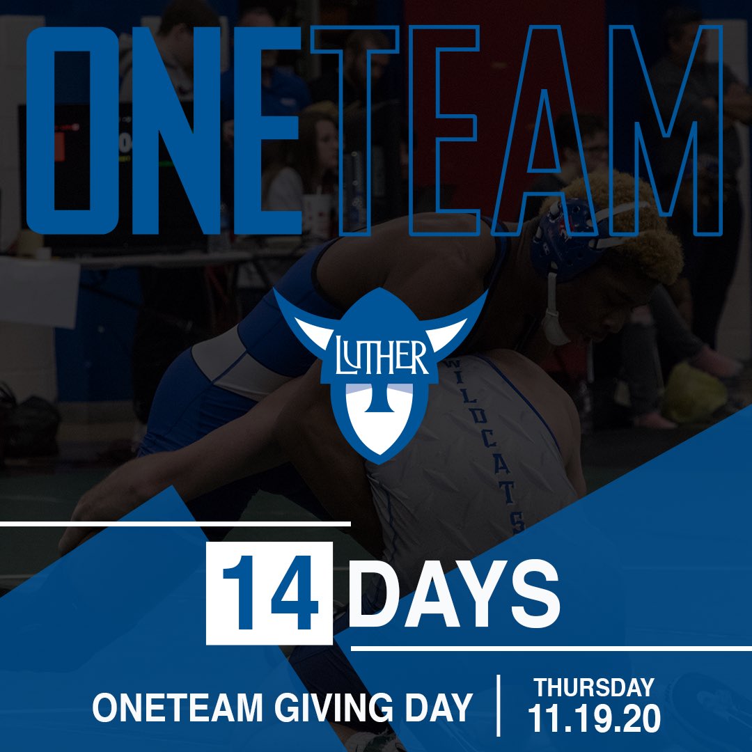 LutherWrestling's tweet photo. Get ready to support your Luther College Wrestling Team on #OneTeamGivingDay #TLAN https://t.co/a5Z3CIS5EU