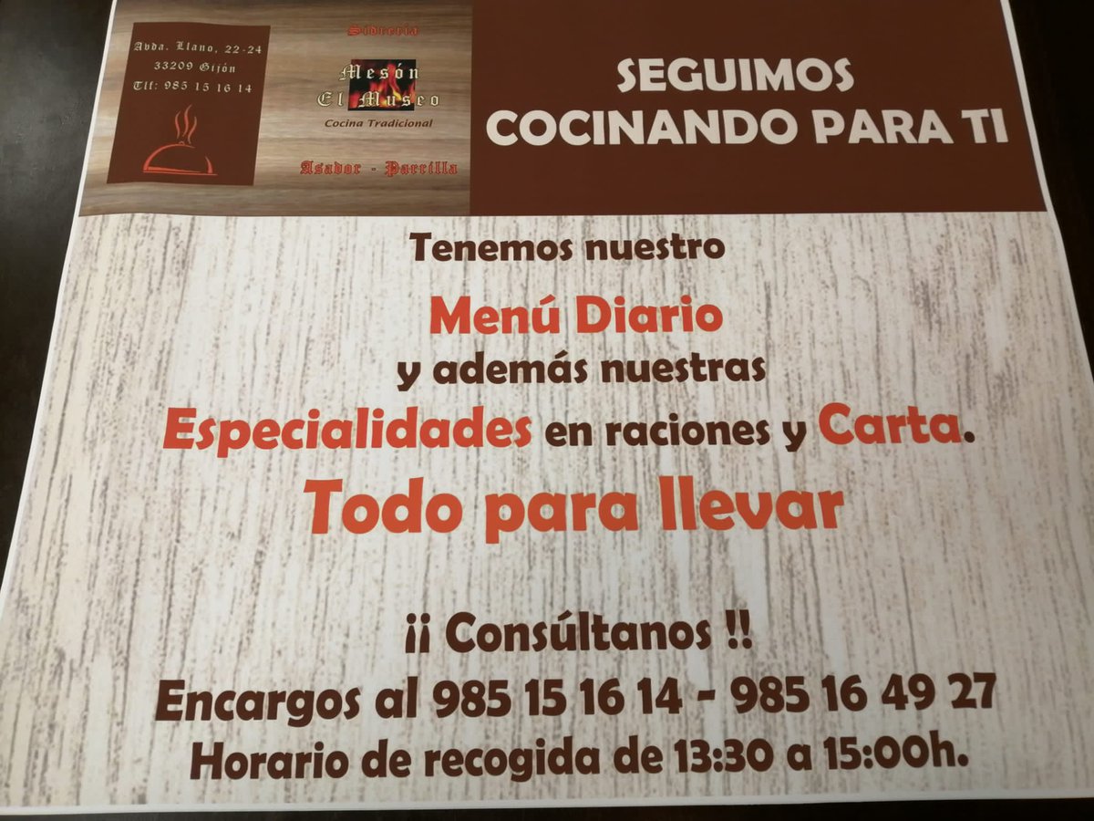 sidmesonelmuseo's tweet photo. 📣ATENCIÓN 📣 Informamos a todos nuestros clientes que Dulces goloso está abierto al público en su horario habitual, por ser comercio esencial.También,os ofrecemos #menudeldia #tapas y raciones #parallevar y recoger en local.Para encargos📱98516492☎️985151614 #Gijón #comergijon https://t.co/HrdtO8rtIG