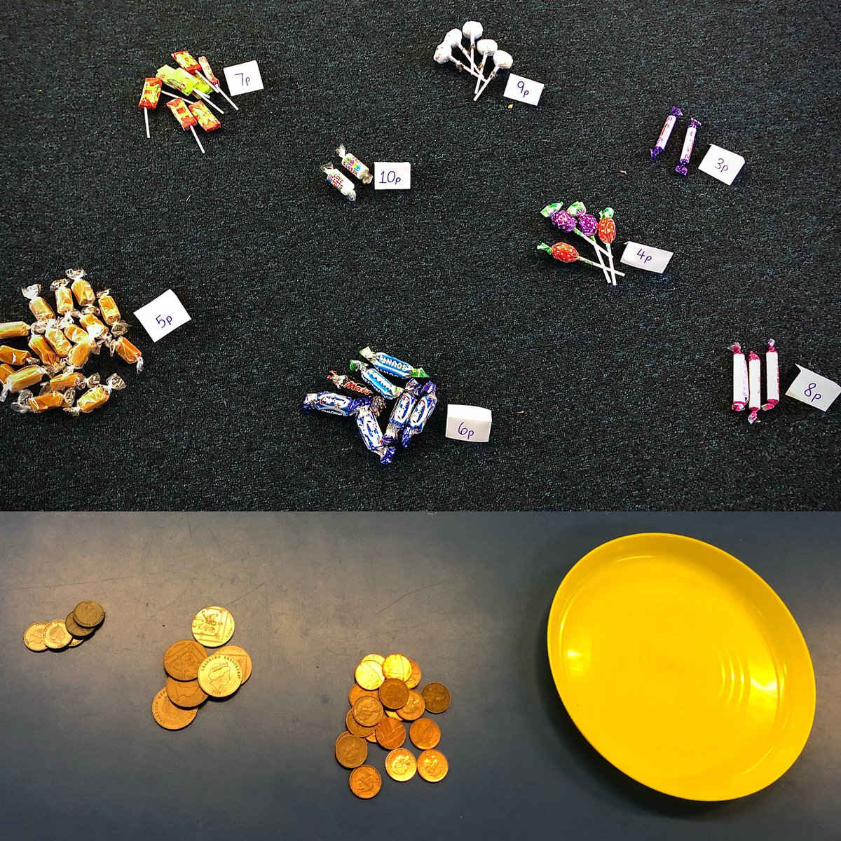 Reception LOVED paying for real sweets with real money today! We made a deal that they could only buy the sweet if they gave me the correct change - needless to say, I had super counters today!#Proudteacher #EYFS #reception #earlyyears #maths #money #counting