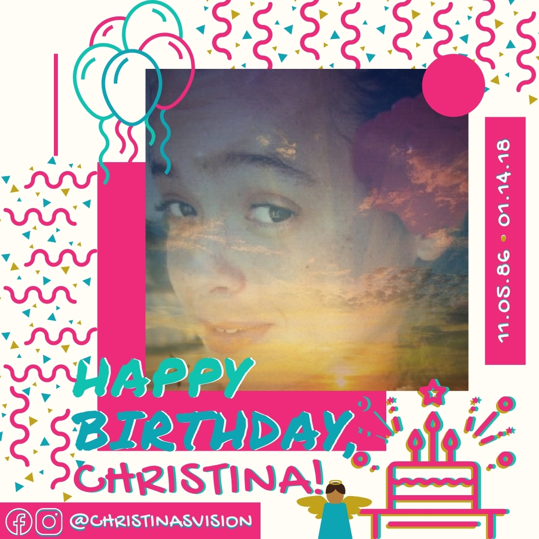 xtinasvision's tweet photo. Happy Heavenly 34th Birthday, Christina! Although your life was cut short far too soon, today we do not mourn the fact that you are no longer physically here with us, but instead celebrate and cherish the impact of time we were privileged to have had with you. https://t.co/81XRQA9idk