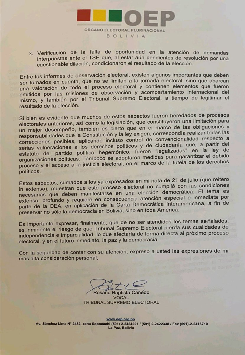 OpinaBolivia's tweet photo. @JeanineAnez Presidenta.. como explica todas las pruebas que estan circulando sobre el MEGAFRAUDE.. es usted parte de ello..  definda la democracia de Bolivia apoye la auditoria general de las votaciones no sea complice.  https://t.co/u32dL45xYr