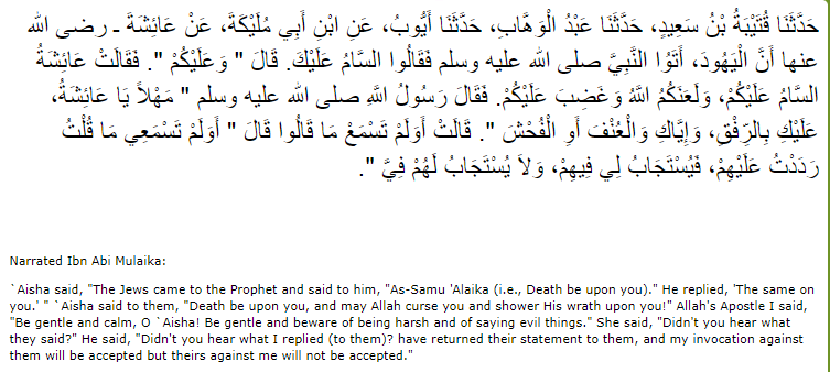 for the Hanafi position by citing the following hadith. He still permits the execution of apostates, but he notably cites this response as the model for Muslims who encounter any one who insults the Prophet.