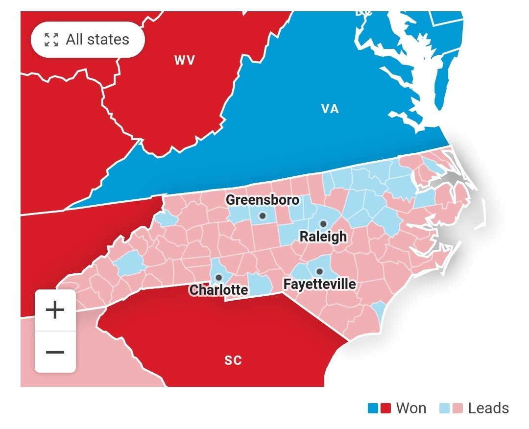 eraf24k's tweet image. So during my anxious watching of this map I noticed that a good portion of the major cities in southern states are blue and it intrigued me, any thoughts? #cppCOM1101