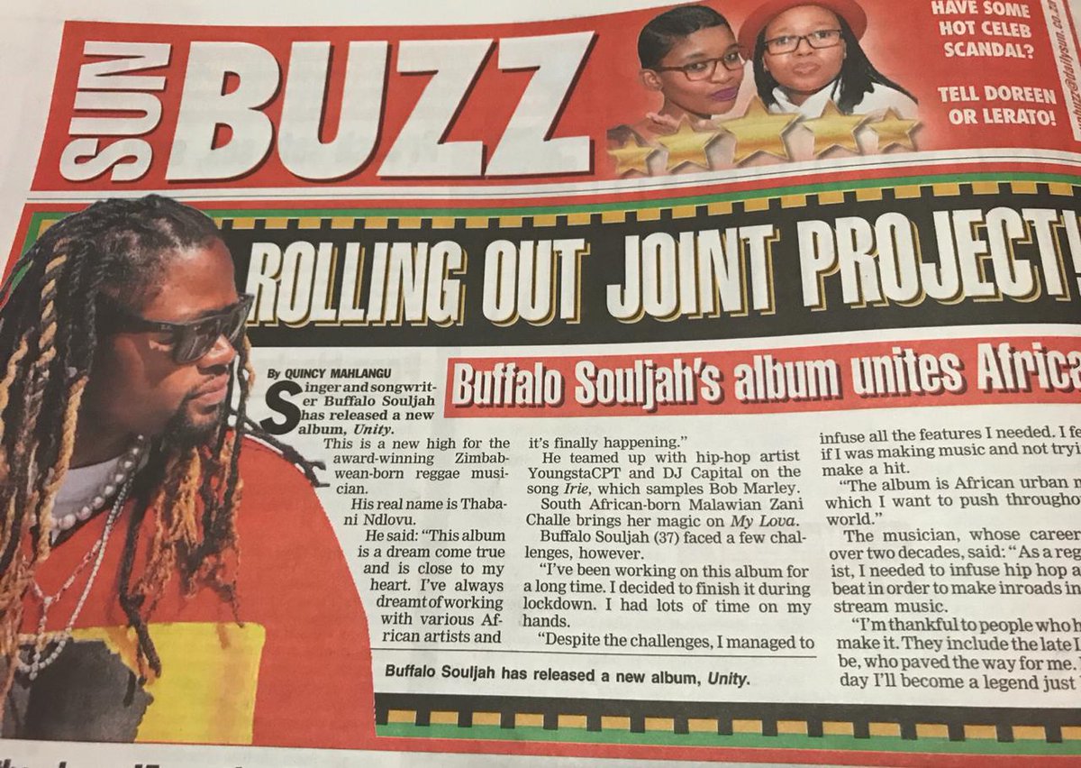 UNAMusicGroup's tweet photo. Have you seen today's @dailysunsa @buffalosouljah1 #UnityAlbum making news go and get the Album if you havent got yet album out on all digital platforms. https://t.co/z5CLY7YgVB