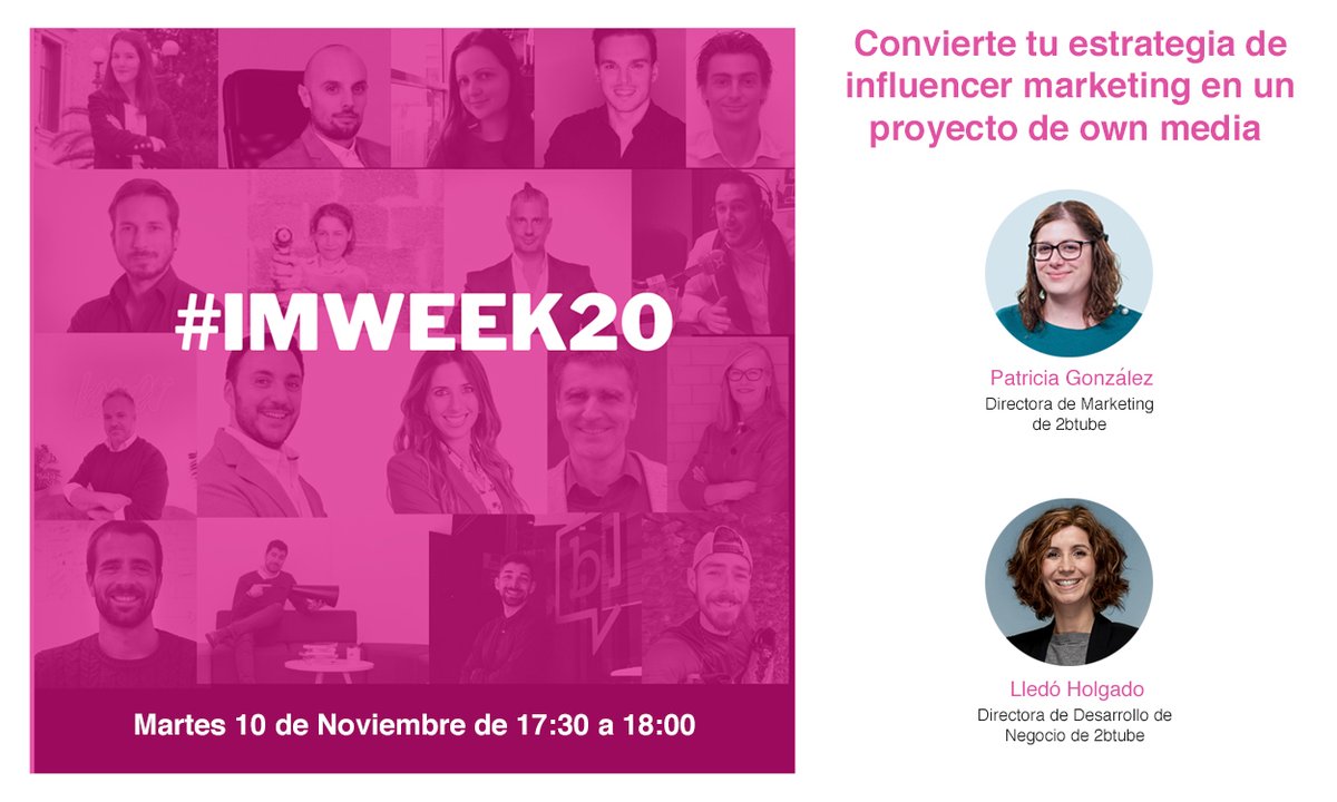 ¡Vamos a participar en el evento online #IMWeek20! 🥳
Si quieres escuchar nuestra ponencia sobre estrategias de #InfluencerMarketing puedes registrarte gratis en este link:  
influencermarketingplace.com/es/imweek20
¡Te esperamos! 🤳
