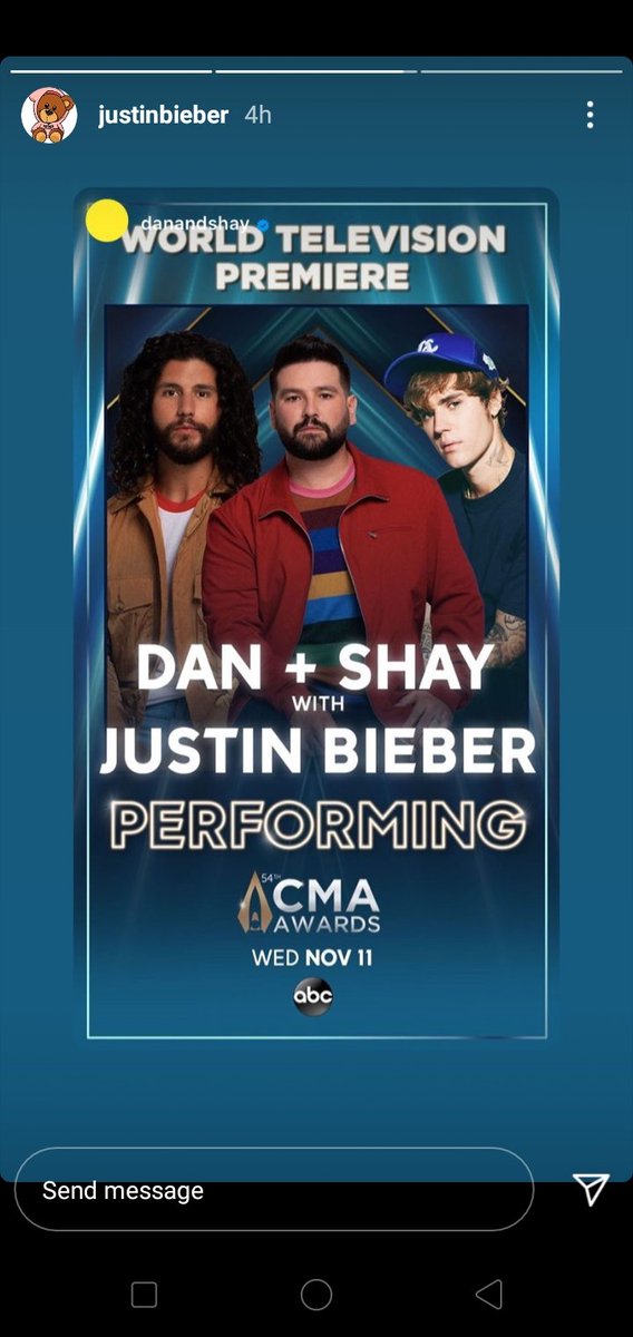 jbieberdrew5's tweet photo. @justinbieber is performing 10000hours in #CMAawards @CountryMusic https://t.co/rgBnTGIHjF