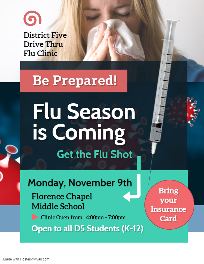 RRESPandas's tweet image. D5's Drive Thru Flu Shot Clinic is next Monday. #D5Difference
