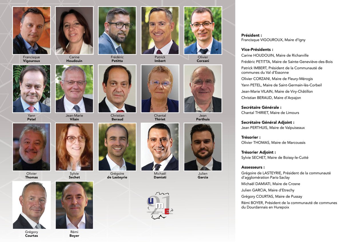 Ce soir se tient l’AG des #maires de #essonne De nombreux connectés pour voter les nouvelles instances de notre association représentant les 195 communes de l’Essonne. Voici le nouveau bureau. Merci aux maires pour leur confiance. 🙏🏻 à <a href="/durovray/">François Durovray</a> et <a href="/vpecresse/">Valérie Pécresse</a> pr leur présence.
