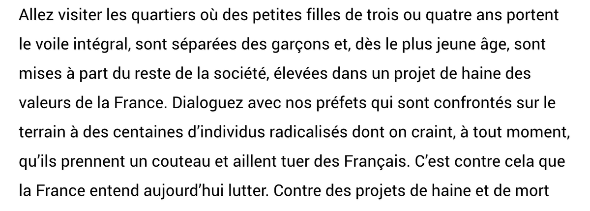 Macron dans le Financial Times.Le fameux « il y a des quartiers où...»La phrase dont raffolent les éditorialistes & les politiques. Tu peux tout dire & tout justifier après.« Il y a des quartiers où les salafistes obligent les enfants à dire Père Léon à la place de Père Noël »