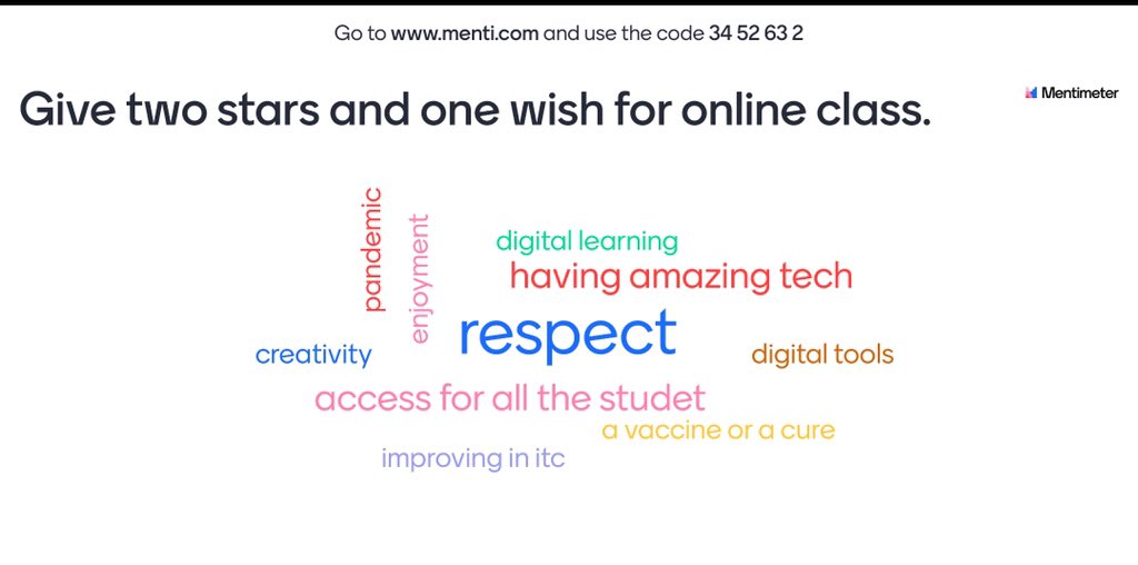 PurviParekh14's tweet photo. I enjoyed being a presenter and sharing the platform with other amazing educators #digitalcollaboration
#digitalcompetencies @EDUregio1 @eugenia_eun
I integrated @Mentimeter for showcasing collaboration.
#netiquettes
#Edtech
#learningisalwaysfun https://t.co/vLR8b2AB6B