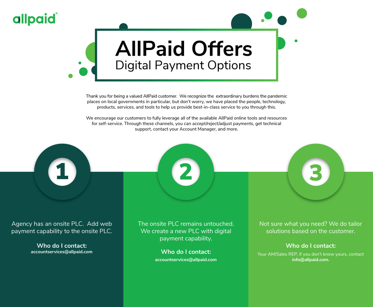 AllpaidPayments's tweet photo. Current #AllPaid customers: Now is the time go digital, here’s three easy ways. https://t.co/5ZM6VwcCfH https://t.co/bfgq91QbKH