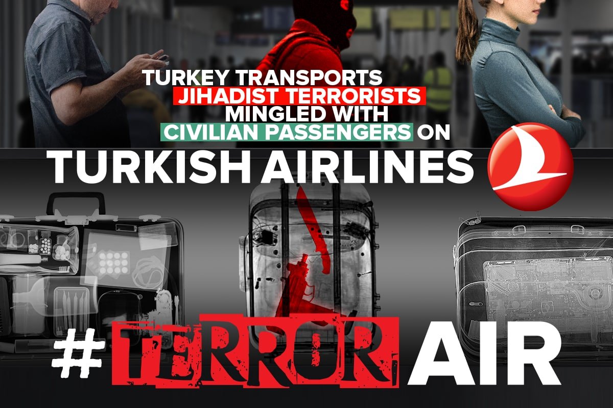 AdamSmithMD's tweet photo. 🧧Airports are NO LONGER SAFE as Turkey transports jihadist ISIS terrorist fighters mingled with civilian passengers on #TerrorAir🇹🇷 by @TurkishAirlines.

They are paid $50/day &amp; $100 for beheading. 

You check-in your LUGGAGE before your flight, I do not know what they check in! https://t.co/ctl94bt40Z