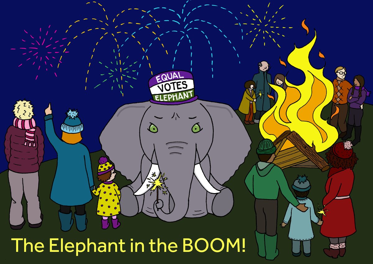 EqualVotesUK's tweet photo. This #GuyFawkesNight while the fireworks go *BOOM* 
Let's discuss the #ElephantInTheRoom. 

It’s plain to see that we live in a fake democracy.
We need #EqualVotes - Retweet if you agree! https://t.co/gioSryGFjs