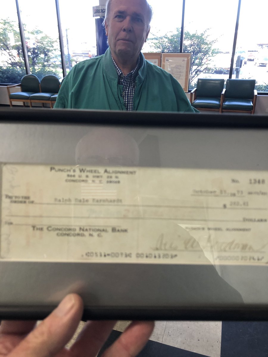 GaryNelsonRacer's tweet image. I needed some tires so I stopped in to see my buddy Punchy Whitaker in Concord NC. 
Punchy showed me a paycheck from when Dale Earnhardt Sr worked here in 1973. Very cool. @DaleJr