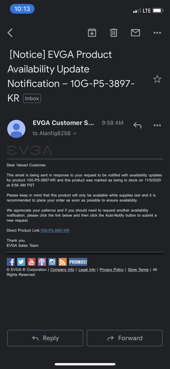 CrustyFS's tweet photo. @EVGA_JacobF So this link went out earlier than expected? Will it be reset? https://t.co/8EhXcxsWC6