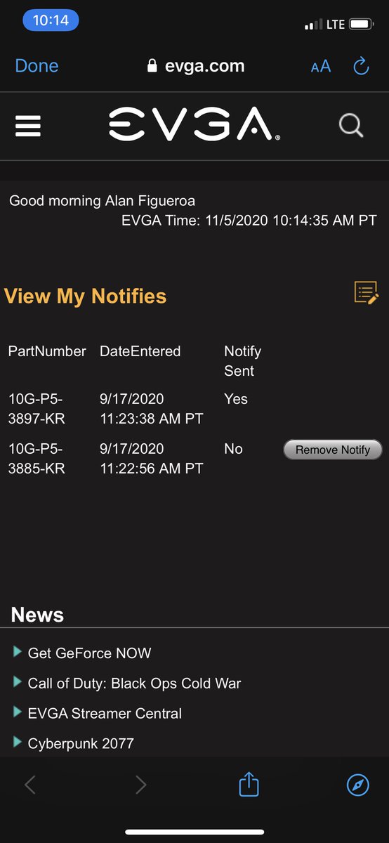 CrustyFS's tweet photo. @EVGA_JacobF So this link went out earlier than expected? Will it be reset? https://t.co/8EhXcxsWC6