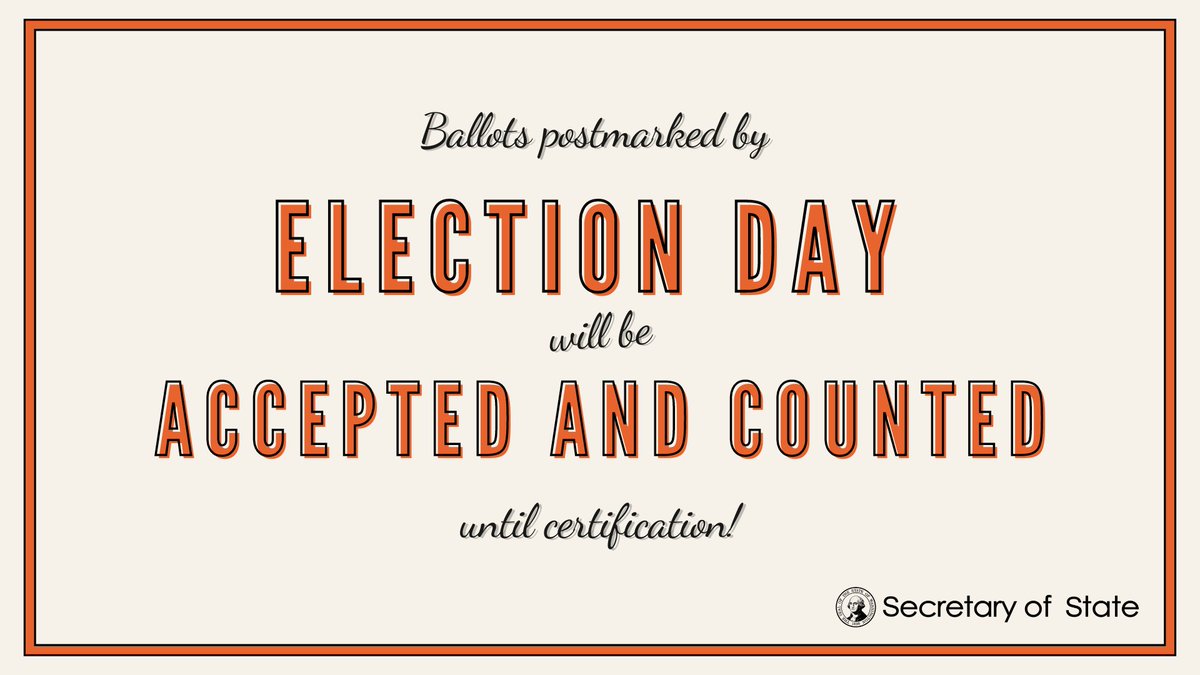 secstatewa's tweet photo. Election officials will continue to process and count all ballots until certification on Nov. 24.
#CountEveryVote https://t.co/WUncGfXzR5