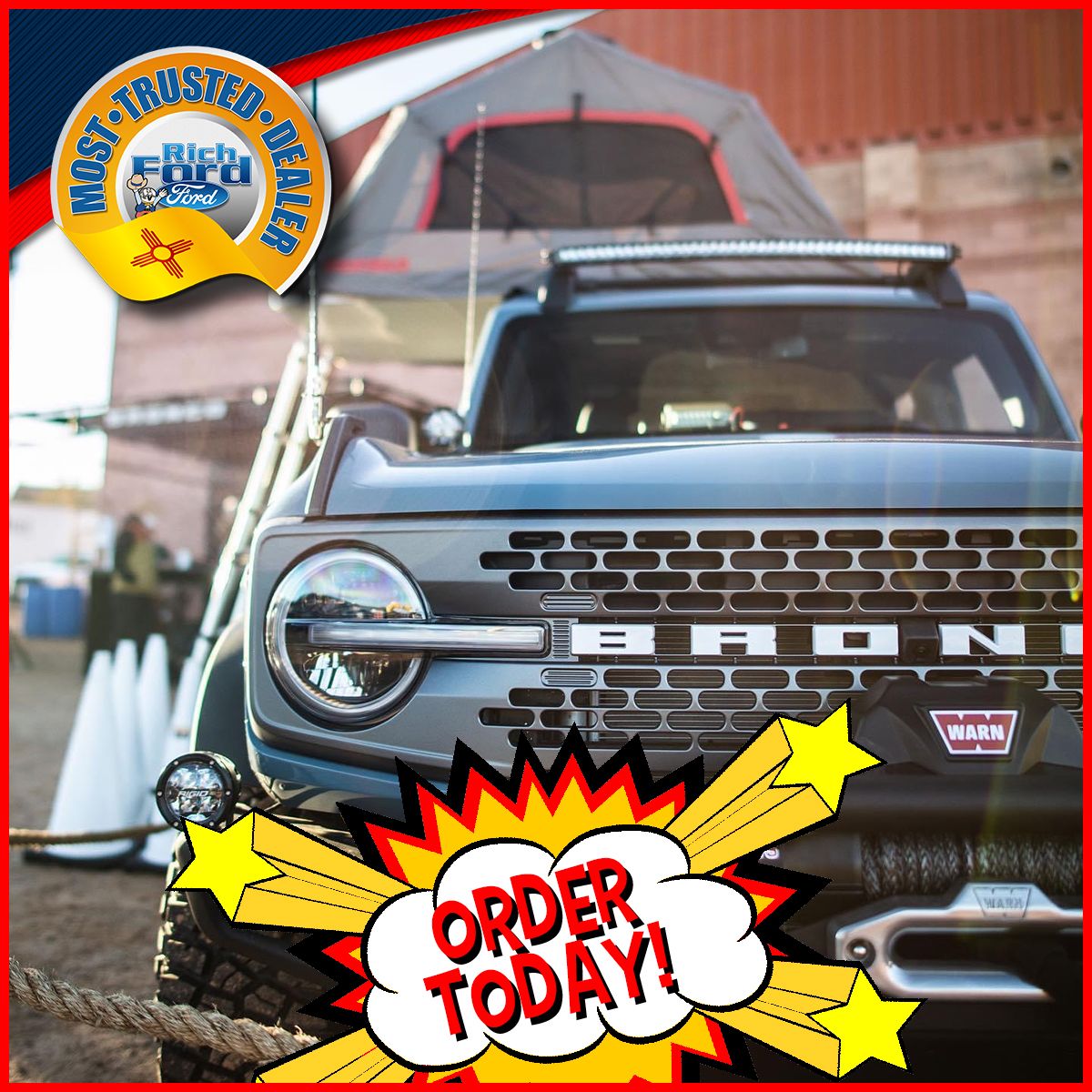 RichFordABQ's tweet photo. One thing we can ALL agree on, the new Ford Bronco is AWESOME!  It's not too late to get your order placed!  A fully refundable $100 keeps your place in line.... don't wait until you see one on the streets, by then they could be gone for this calendar year! - https://t.co/eAFnPyrVLC