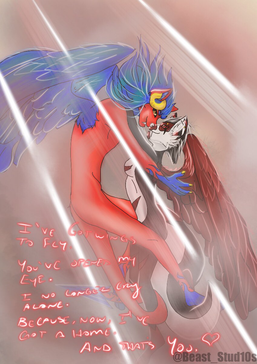 TheSexiBeast's tweet photo. A gift for my fiancé whom I love so dearly. 
Commissions are open visit my profile highlights for prices on Instagram @Beast_Stud10s 

#furrycouple #furry #furryart #wingedfurry #love #LoveStory #furryfandom https://t.co/CgODG9ldZ2
