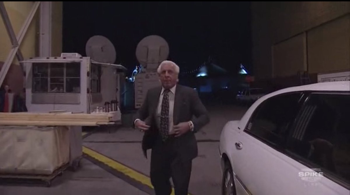 a limo pulls up, but it's not hulk hogan! its someone even older!  #tna10