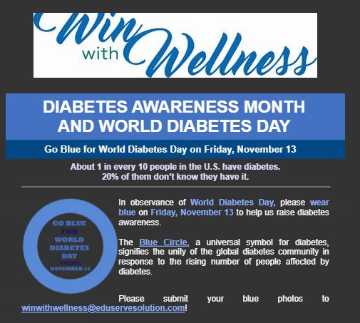 Manateecharter1's tweet photo. November is National Diabetes Month. This yearβs focus is on youth who have diabetes. Our school will be wearing blue on November 13th in observance of World Diabetes Day. Join us! #winwithwellness #WorldDiabetesDay @CSUSAhq #gomantarays https://t.co/MvNSuYiDOh