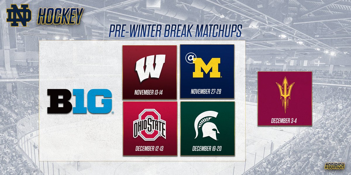 NDHockey's tweet photo. Ready to #Rally.

Our pre-winter break schedule is here.

➡️ https://t.co/De57mzCwRM

#GoIrish https://t.co/4Su4sD4MIt