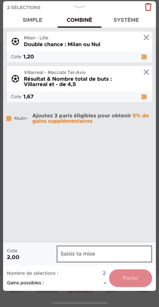 mp_prono's tweet photo. 🚨 Combi du jour 🚨

⚽️ Milan - Lille : Milan ou Nul

⚽️ Villareal - Maccabi Tel-Aviv : Vainqueur Villareal et -4,5 buts 

Cote 2,00 https://t.co/xm73P6or2i
