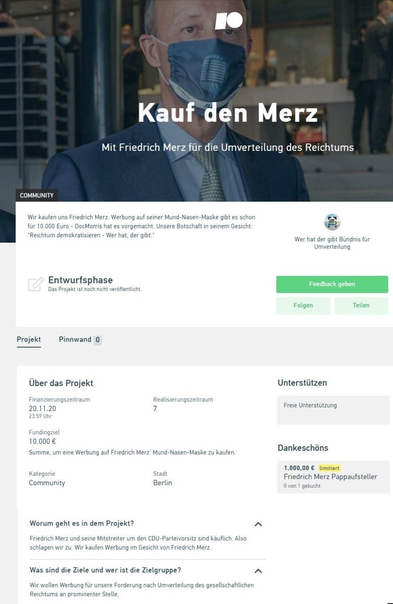 Die 3 Bewerber um den #CDU-Vorsitz sind käuflich, sie ließen einen Apothekenkonzern auf ihren Masken werben. Nutzen wir das: 10.000€ - und der Platz auf der Maske gehört uns. #KaufDenMerz und fordere mit uns: Reichtum demokratisieren. #WerHatDerGibt