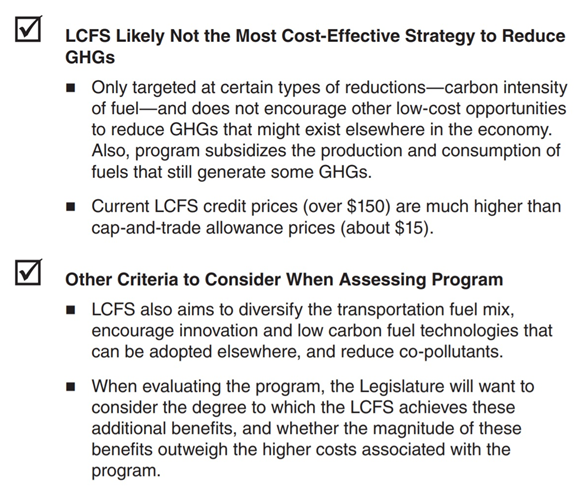 Finally, this is why California’s Legislative Analyst Office says bluntly that the “LCFS Likely Not the Most Cost-Effective Strategy to Reduce GHGs.” The LCFS is about rewarding special interests, not CO2 reduction. 9/11