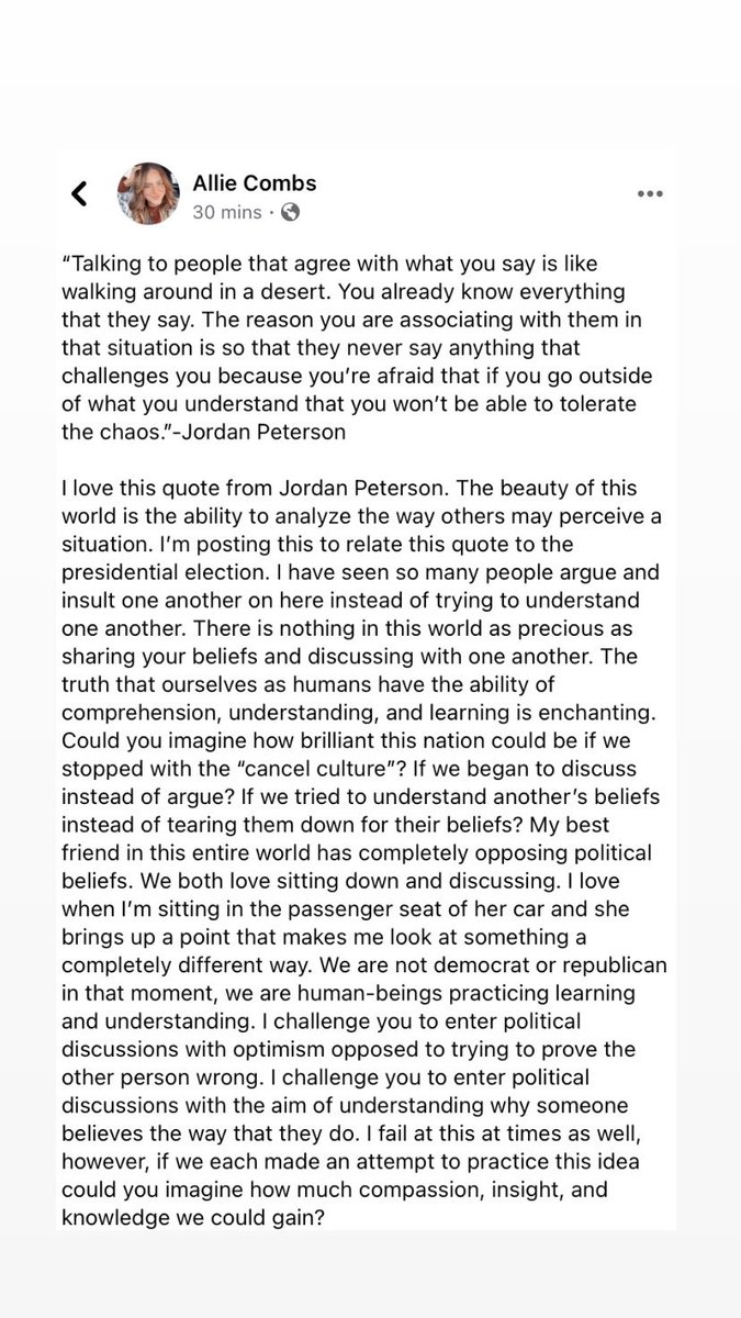 combs_allie1's tweet photo. In no way am I a brilliant philosopher such as Jordan Peterson, but take the time to read this and give it some thought. https://t.co/Cty3dVDPQy