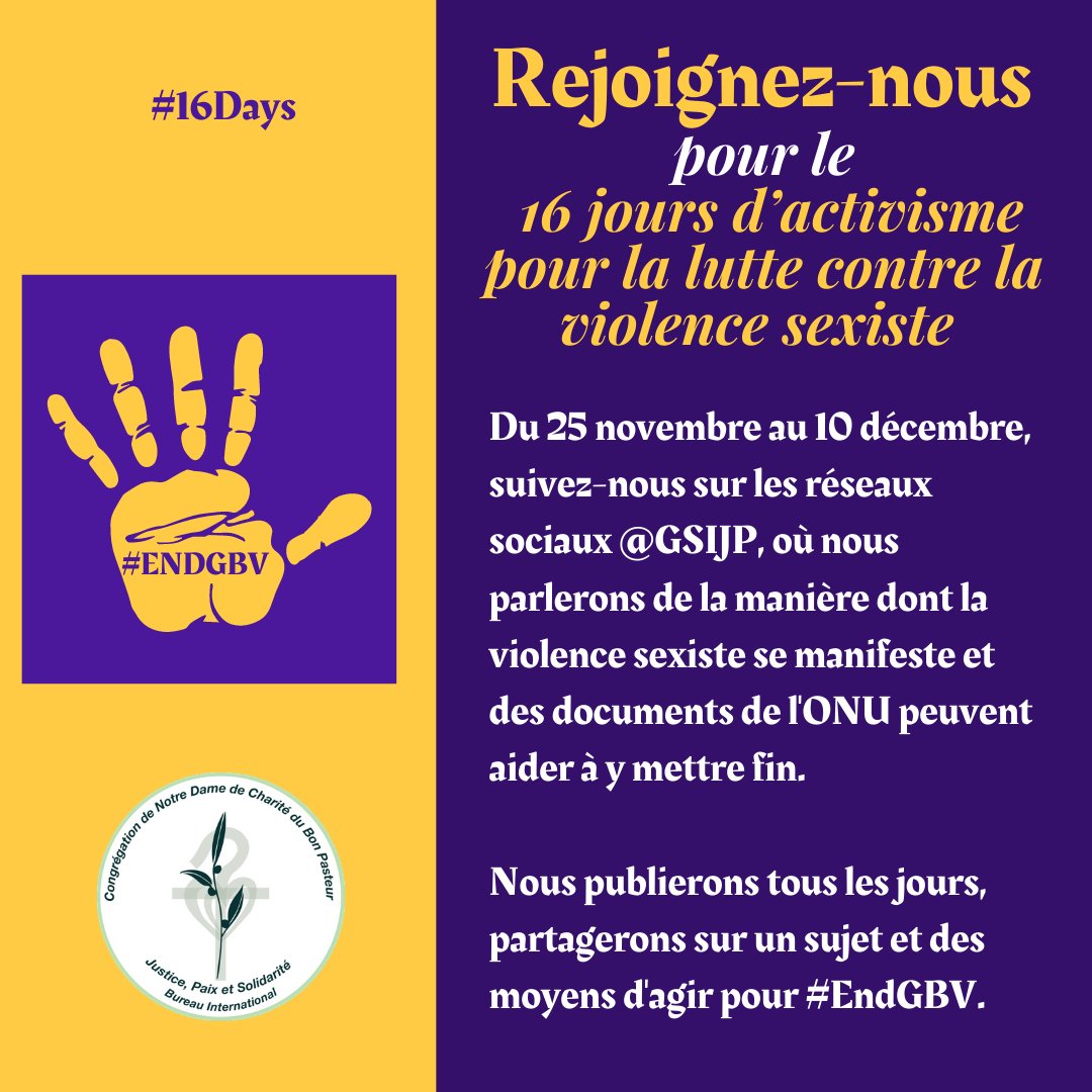 gsijp's tweet photo. Join us for the 16 Days of Activism against Gender-Based Violence from November 25th to December 10th. 

We'll be posting daily on our social media about the ways that gender-based violence manifests and how we can take action against it and #EndGBV. 
 #16days. https://t.co/19bLDsq9jr